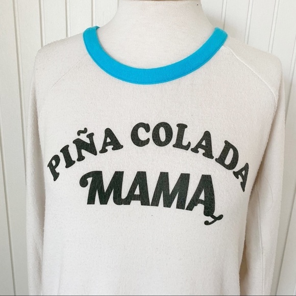 NWT Chaser Pina Colada Mama Pineapple Cream Beach Sweater Sweatshirt Size Medium - Picture 12 of 16